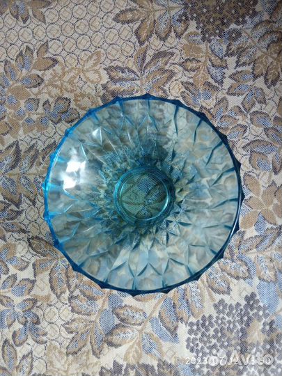 Ваза для фруктов цветное стекло СССР