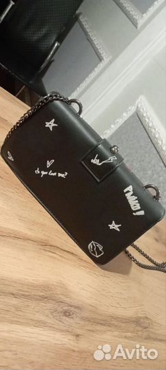 Сумка женская чёрная, рок стиль