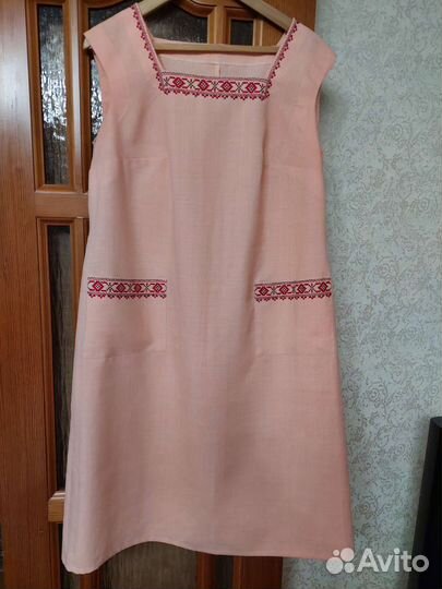Платье летнее Лен СССР Винтаж р 48- 50