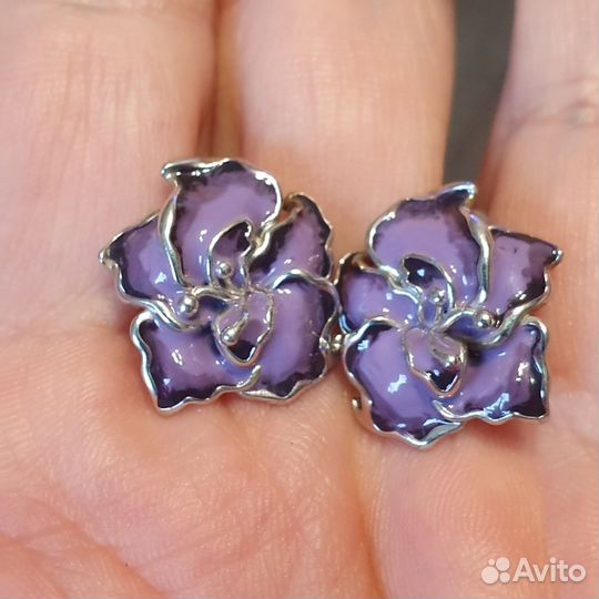 Серебряные серьги с эмалью