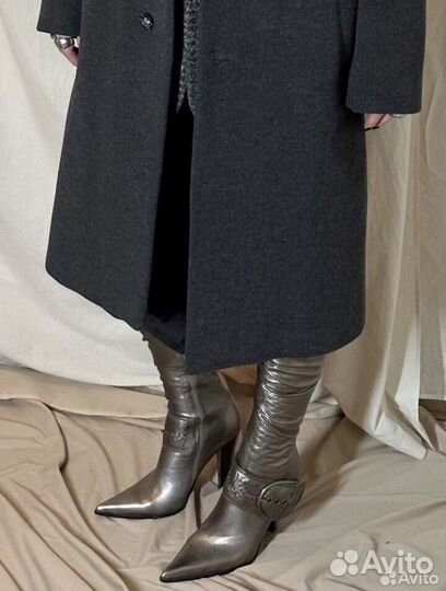 Металлические сапоги казаки винтажные y2k