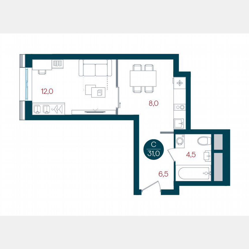 Квартира-студия, 34 м², 28/32 эт.