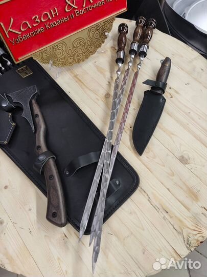 Набор шампуров в кожаном чехле «Лесник»