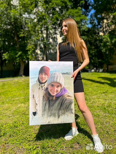 Портрет по фото на холсте