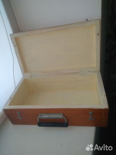 Ящик Чемодан Дерево СССР с ручкой и засовами. Отли