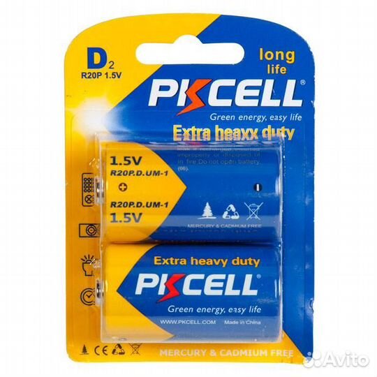 Батарейка (солевой элемент питания) pkcell, 1,5 В