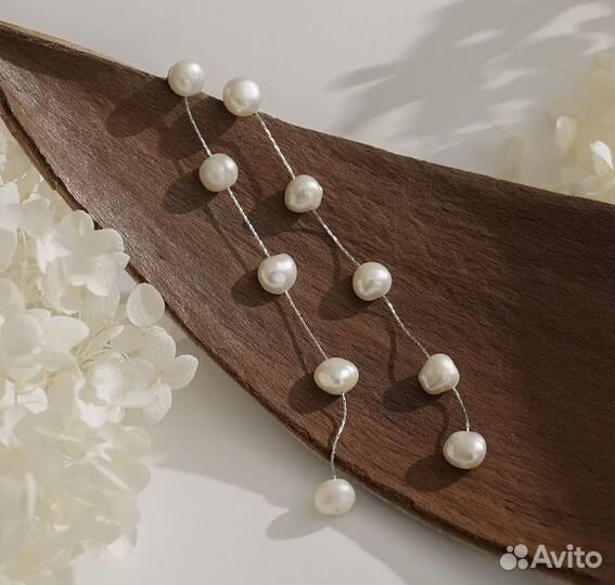 Серьги с натуральным жемчугом