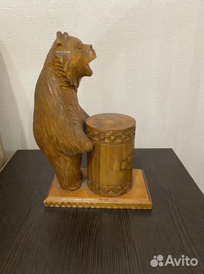 Деревянная статуэтка Медведь «Башкирский мед» суве