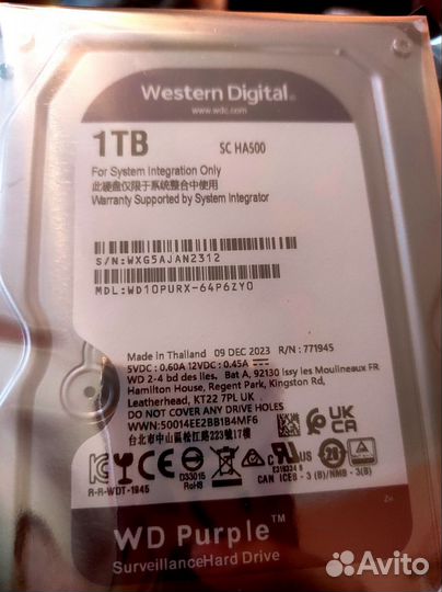 Новый жёсткий диск hdd 1 tb