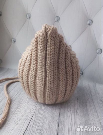 Шапка гномик шерстяная флис для новорожденного