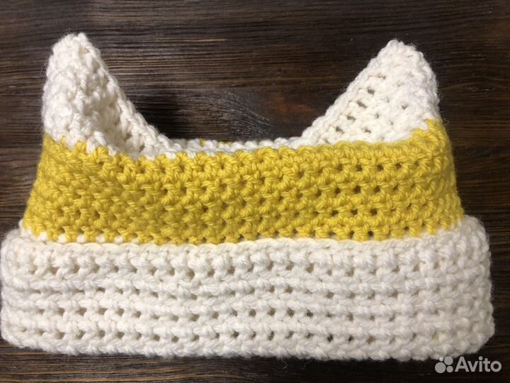 Шапка кошка, кошачьи ушки, вязаная шапка