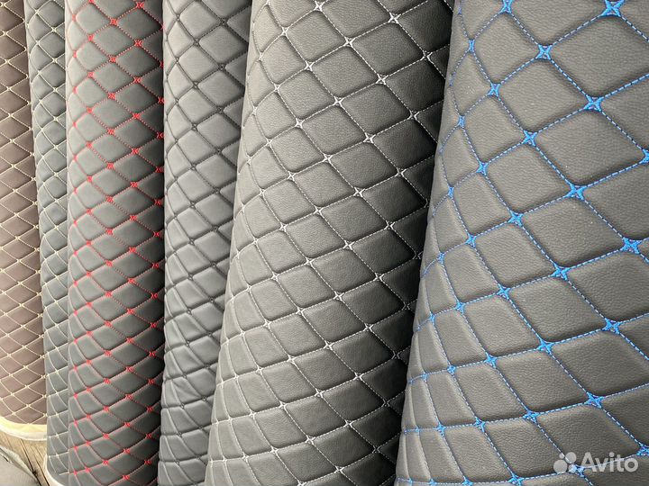 Эко кожа материал Ромбики красный,синий,черный