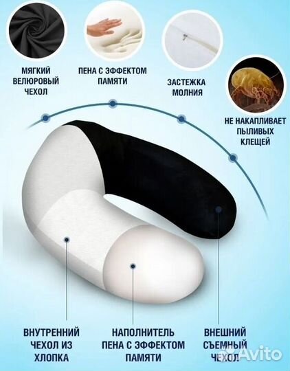 Ортопедическая подушка 30х30х13 для путешествий 11