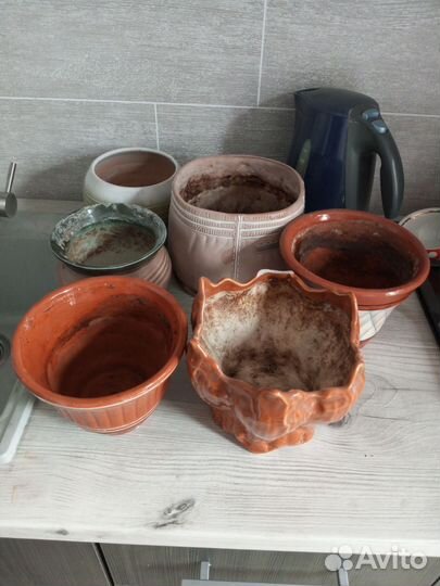 Керамические горшки для цветов бу