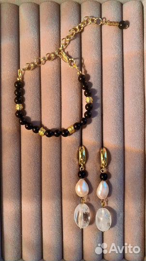 Браслет с черным агатом