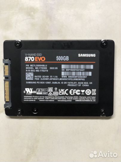 Ssd Samsung 870 EVO 500gb SATA 2.5 для ноутбука/пк