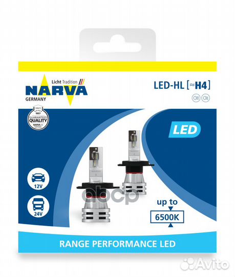 Лампа H4 12/24V 21W narva Range Performance LED