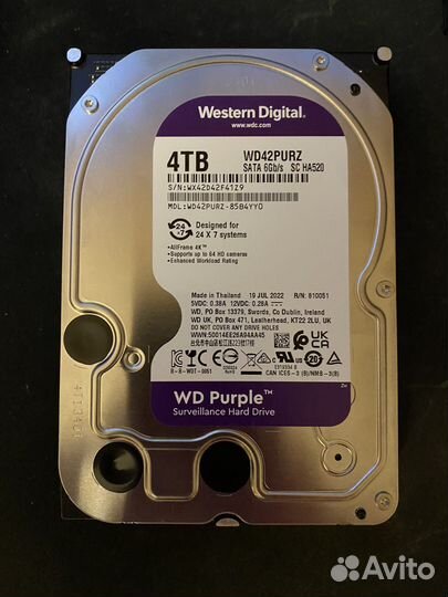 Жесткий диск wd purple 4 TB wd42purz