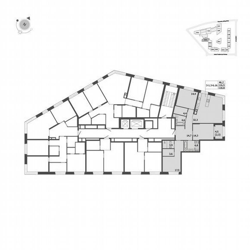 3-к. квартира, 118,8 м², 5/9 эт.