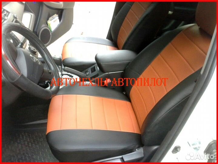 Чехлы Автопилот Toyota Rav4 3 из экокожи чёр-кор