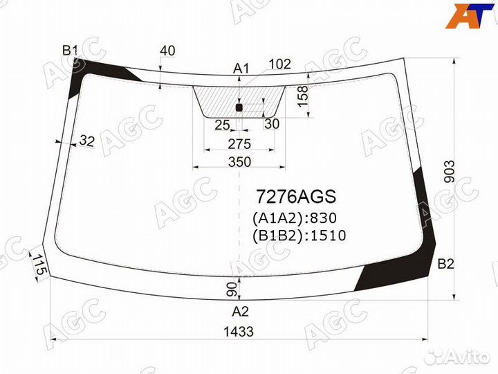 Бор) renault duster 2015/sandero 2010- solar control стекла эй джи си бсз AGC automotive 7276AGS