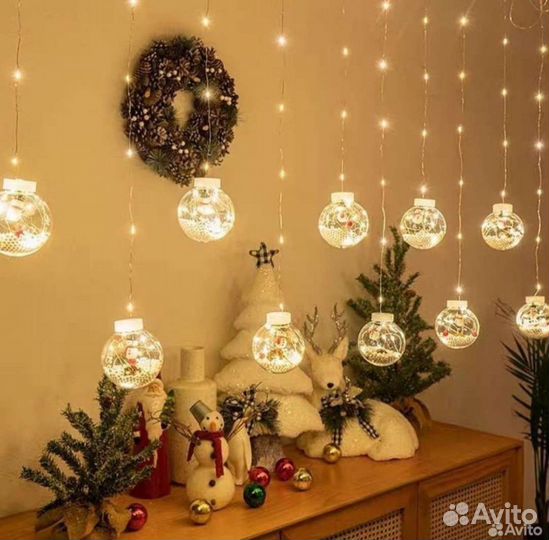 Гирлянда шары с Дедом Морозом