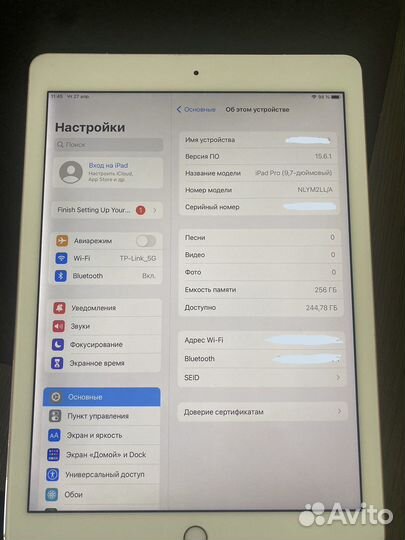 iPad pro 9.7 256gb wifi