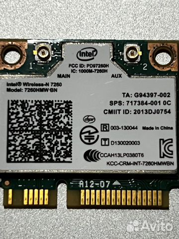 Сетевая Wi-Fi карта ноутбука Intel 7260hmwbnwb