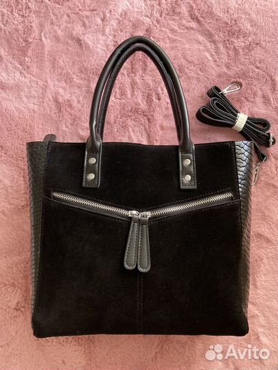 Сумка женская из натуральной замши и кожи