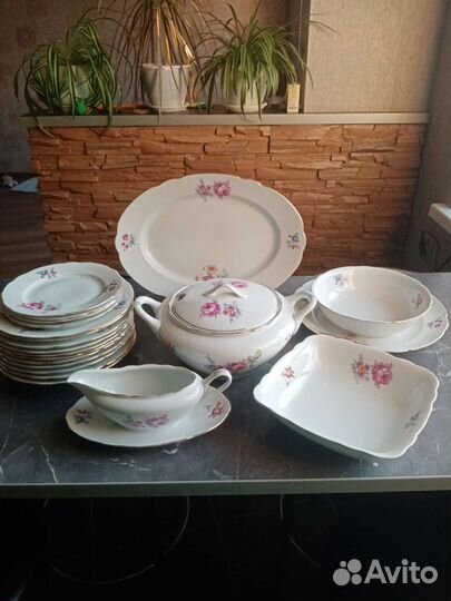 Антикварный сервиз столовый Чехословакия, Богемия