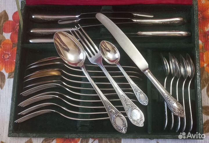 Набор мельхиоровых столовых приборов зид Фаберже