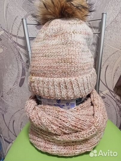 Комплект шапка и снуд женский