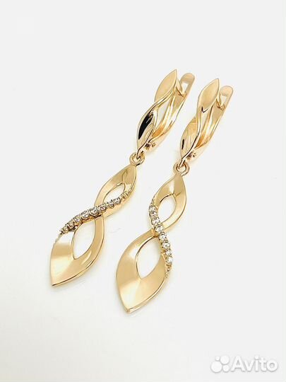 Золотые серьги с фианитами