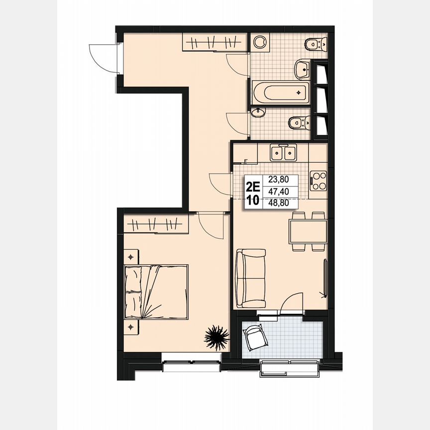 1-к. квартира, 47,4 м², 6/10 эт.