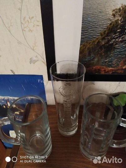 2 пивные кружки и стакан
