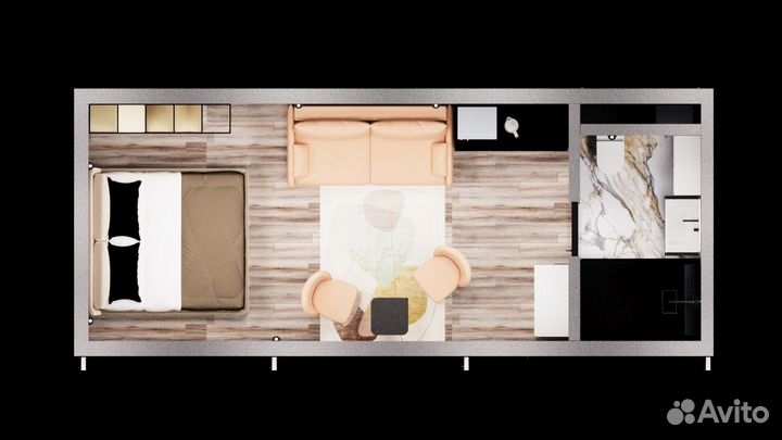 Теплый модульный дом для глэмпинга и зоны отдыха