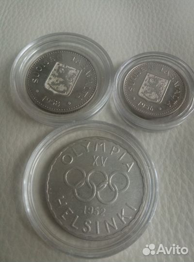 100, 200 и 500 марок Финляндия серебро