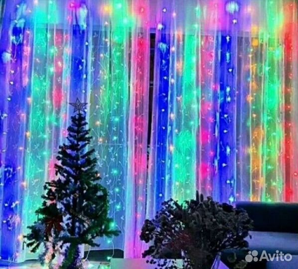 Гирлянда штора цветная 3 метра