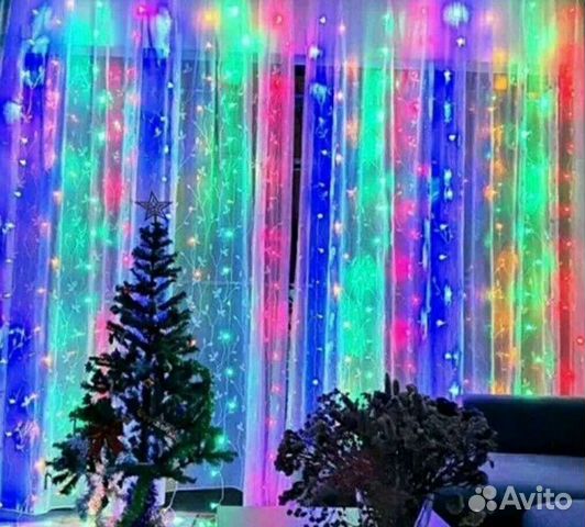 Гирлянда штора цветная 3 метра