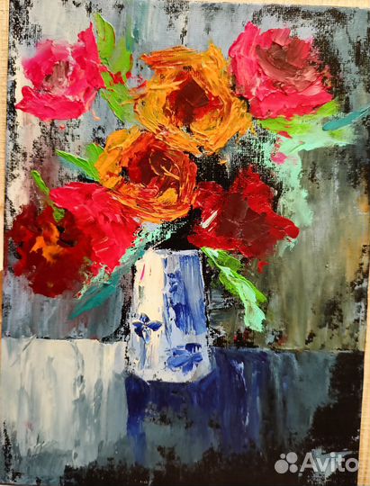 Картина миниатюра с розами