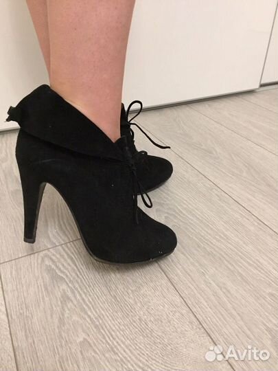 Туфли-ботильоны - натуральная замша