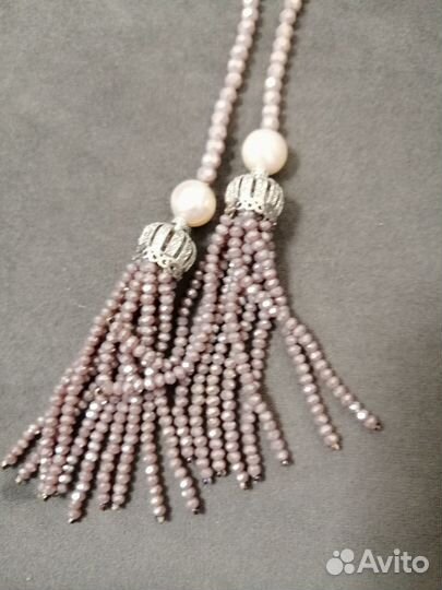 Новое колье чешские бусины и жемчуг, Италия