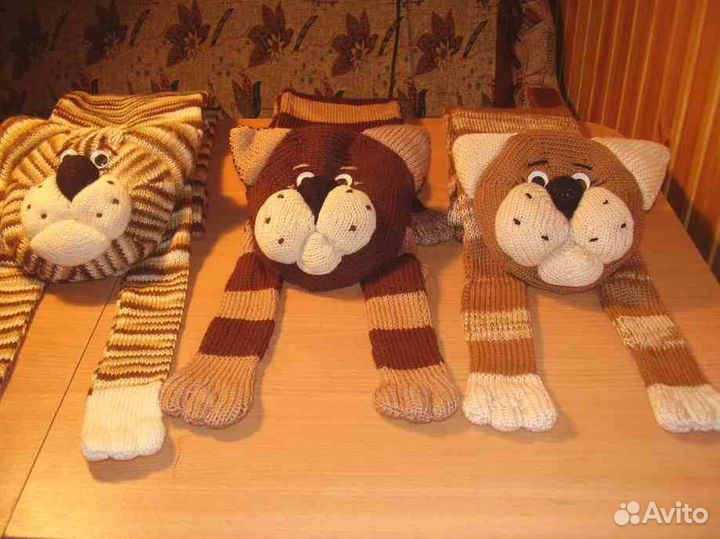 Котошарф вязаный, ручная работа