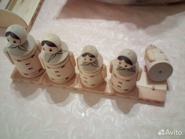 Контейнеры для приправ/мелочёвки, 5 шт., дерево