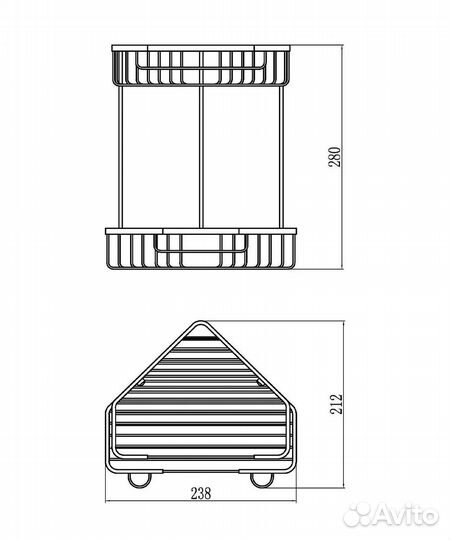 Полка решетка угловая двойная Savol S-002832-2 хром