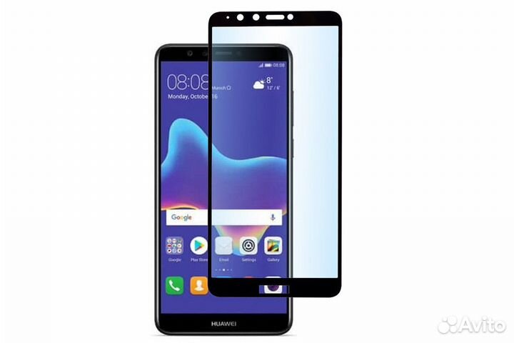 Защитное стекло 9D для Huawei Y9 2018 (черный)