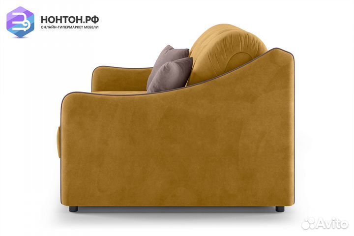 Диван аккордеон Эско горчичный / коричневый