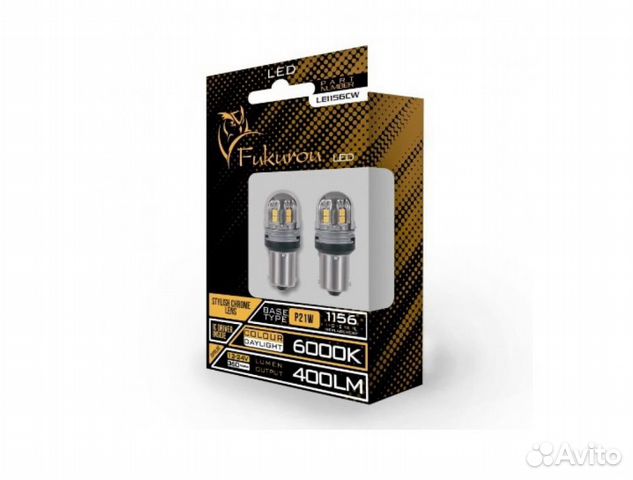 Светодиод Fukurou 1156, P21W, 12-24V, 6000K