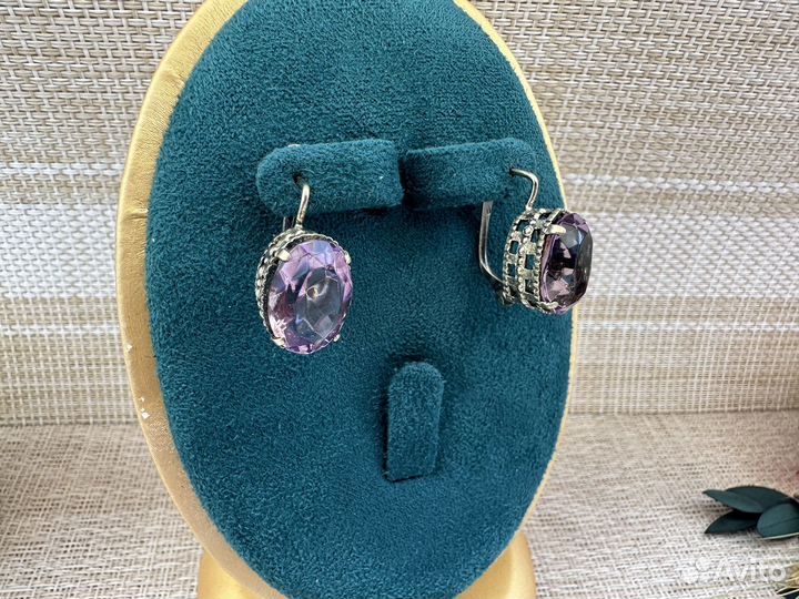 Очень красивые серьги серебро 875 звезда СССР