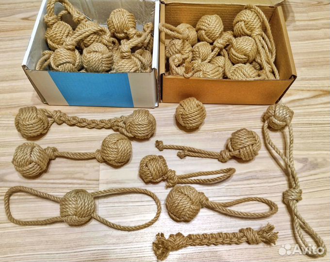 Натуральная игрушка из джута для кошек и собак